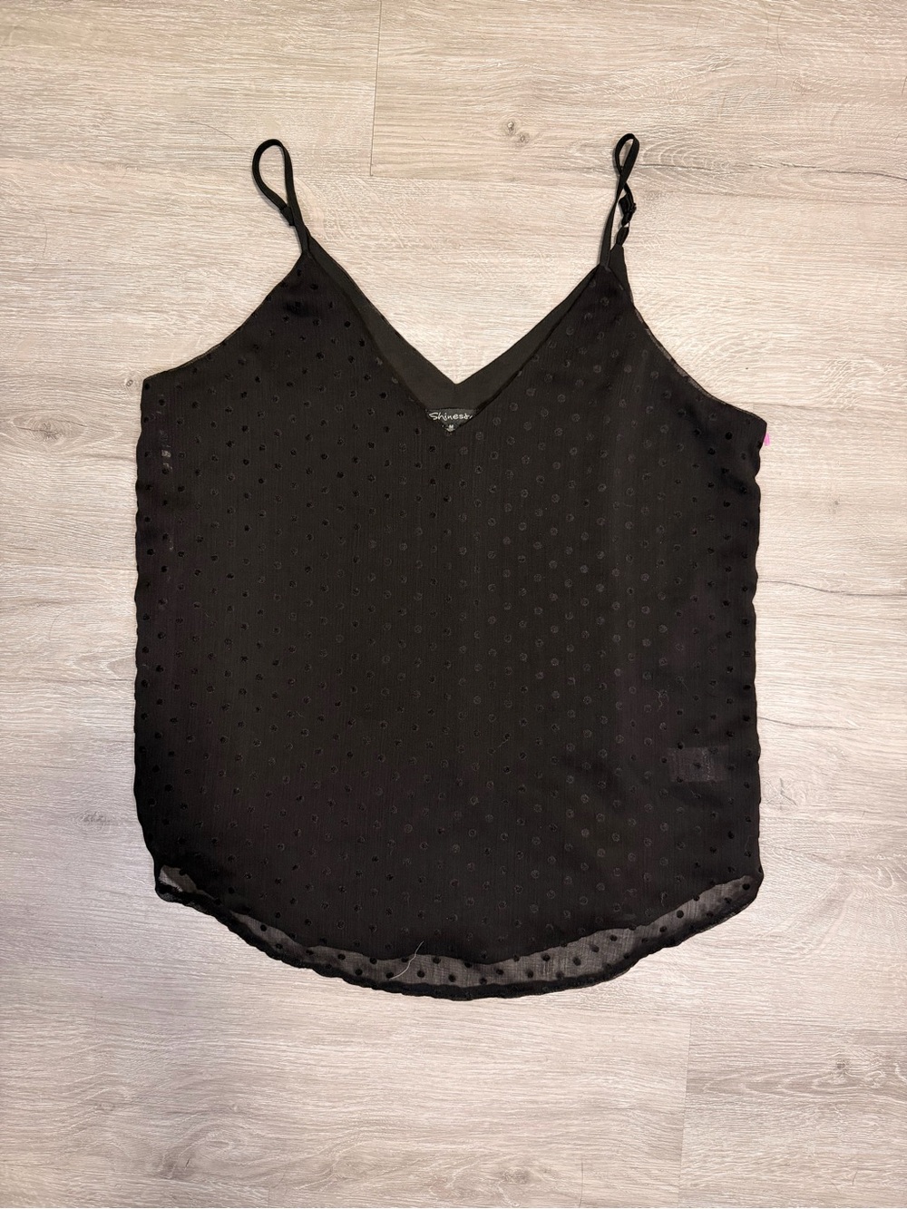 Women’s Black Dot-Textured V-Neck Cami Top